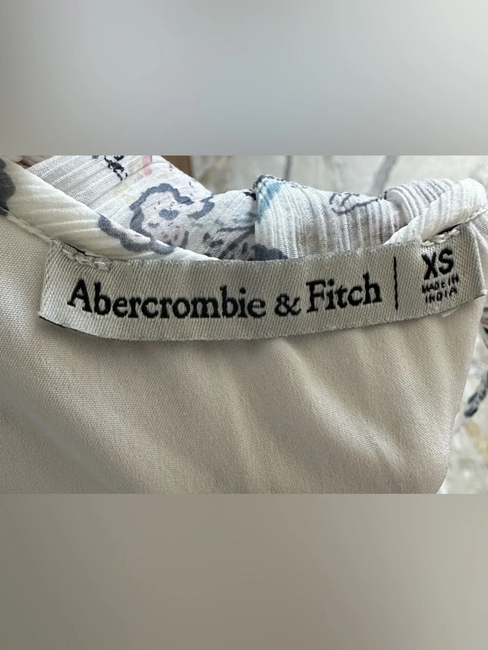 Abercrombie & Fitch Cream Floral Maxi Dress with Pink & Blue Accents